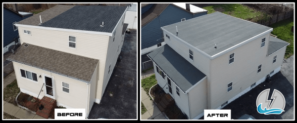 Before and after for roofing projects from Thunder Bay Roofing