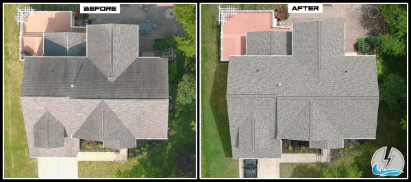 before and after roofing from Thunder Bay Roofing in Maryland